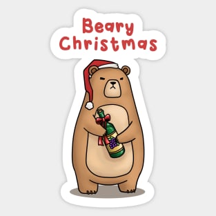 Beary Christmas Bear Santa Sticker